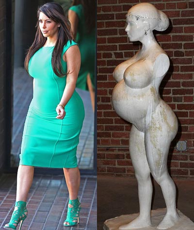 400px x 474px - Kim Kardashian's nude pregnant body in stone by celebrity artist Daniel  Edwards - FacenFacts