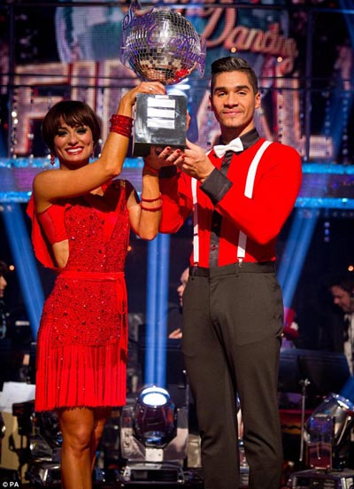 Louis Smith, Olympic gymnast lifts the Glitterball Trophy on Strictly Come Dancing