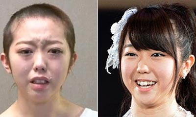 Japanese pop star AKB48 singer Minami Minegishi shaves her head over sex scandal