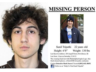 Internet sleuths mistake Indian origin Sunil Tripathi as Boston Marathon bomber