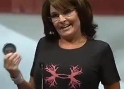 Sarah Palin chewing-tobacco into NRA hearts