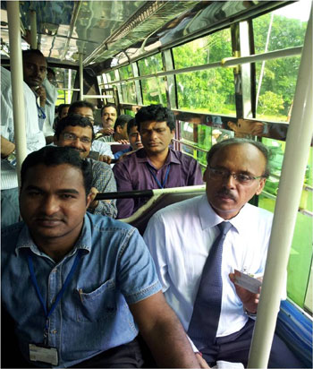 MD MRPL rides the bus to work, Fuel Conservation drive is fullon in MRPL Mangalore