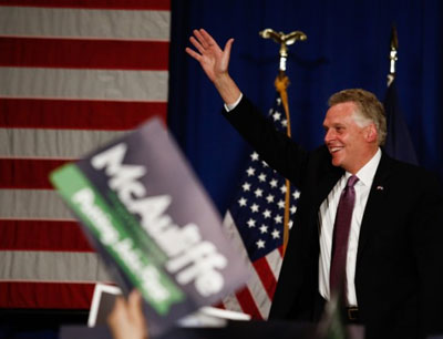 Terry McAuliffe wins Virginia governor's race and says, What a great night, everybody! 