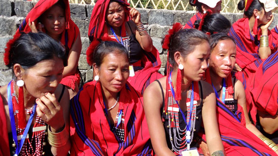 Beautiful Naga women in their traditional attire at Hornbill Festival 