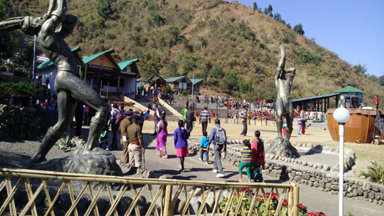 Hornbill Festival venue has larger than human size statues glorifying tribal culture