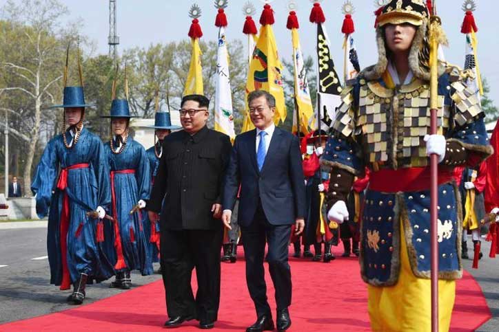 North South Korea summit: North's Kim Jong-un meets South's Moon jae-in; smiles and long handshakes mark new starts of rival Koreas